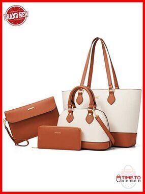 4-Piece Handbag Set with Tote Crossbody Wallet